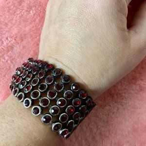 Faux Ruby Rhinestone Chunky Bracelet